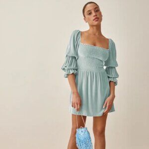 Reformation Albi Velvet Dress -Turquoise